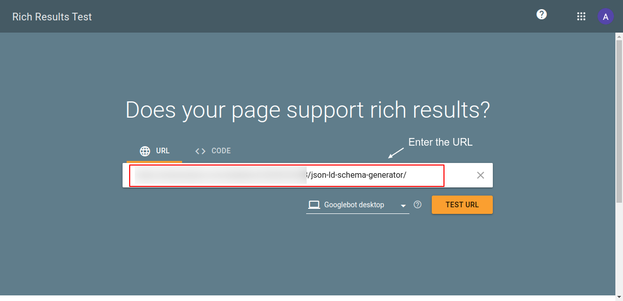 Enter the URL in Google’s Rich Results Testing tool