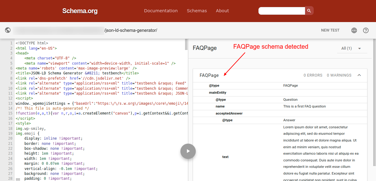 FAQPage detected by schema.org validator
