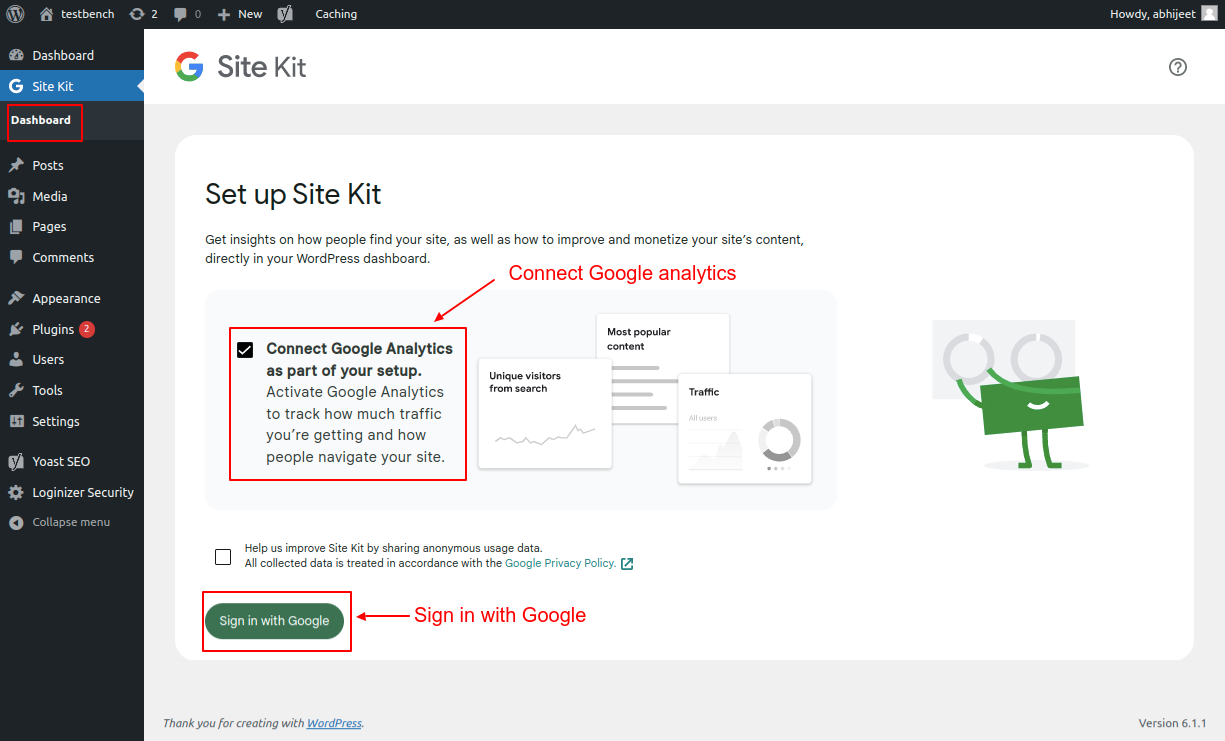 Connect Google Analytics as part of your setup