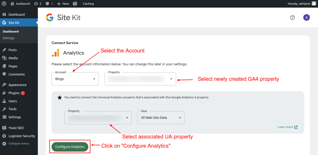 Connect Google Analytics service
