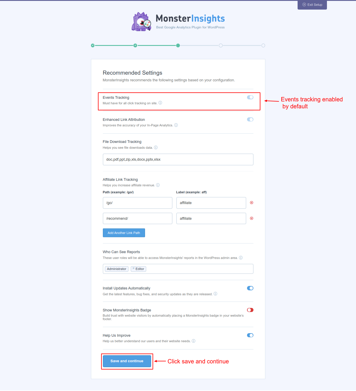 Events tracking enabled by default