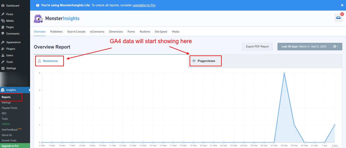 View reports to see your GA4 data flowing