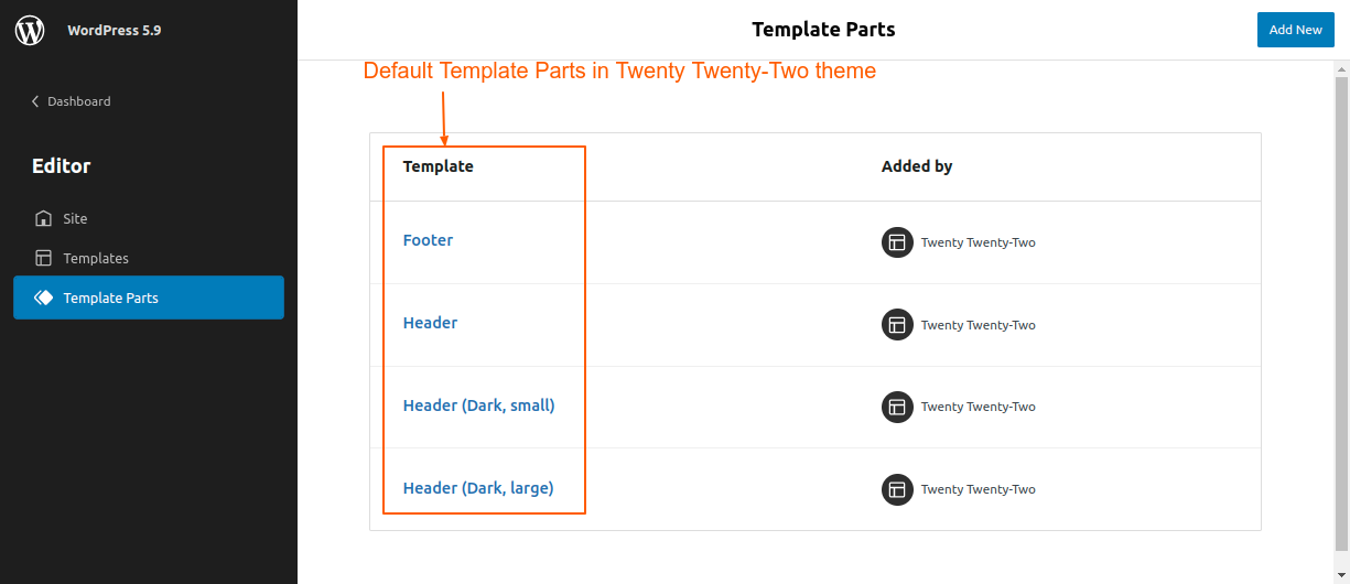 Template Parts in FSE