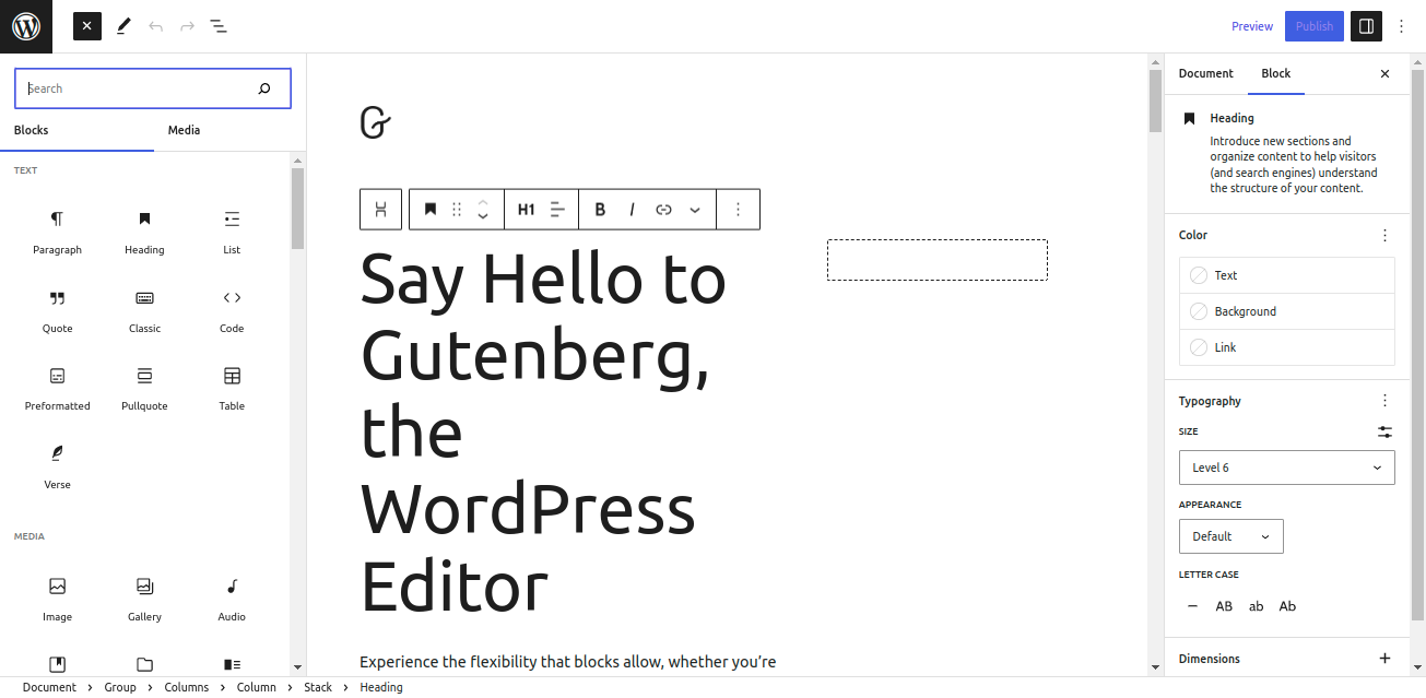 The new Gutenberg editing experience