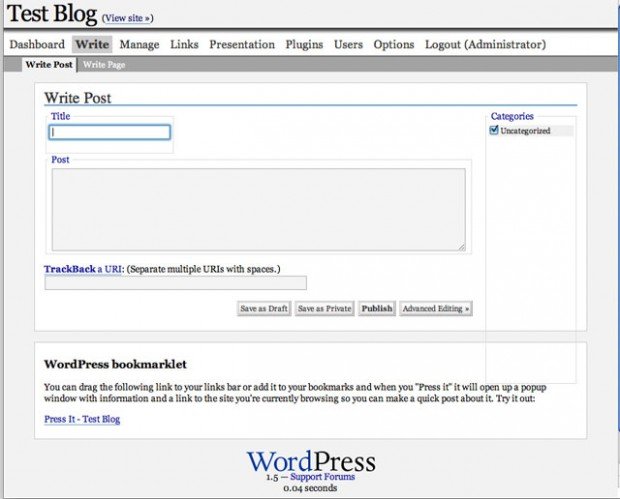 WordPress 1.5 Write Post