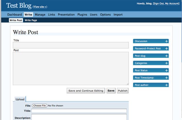 WordPress 2.0 Write Post